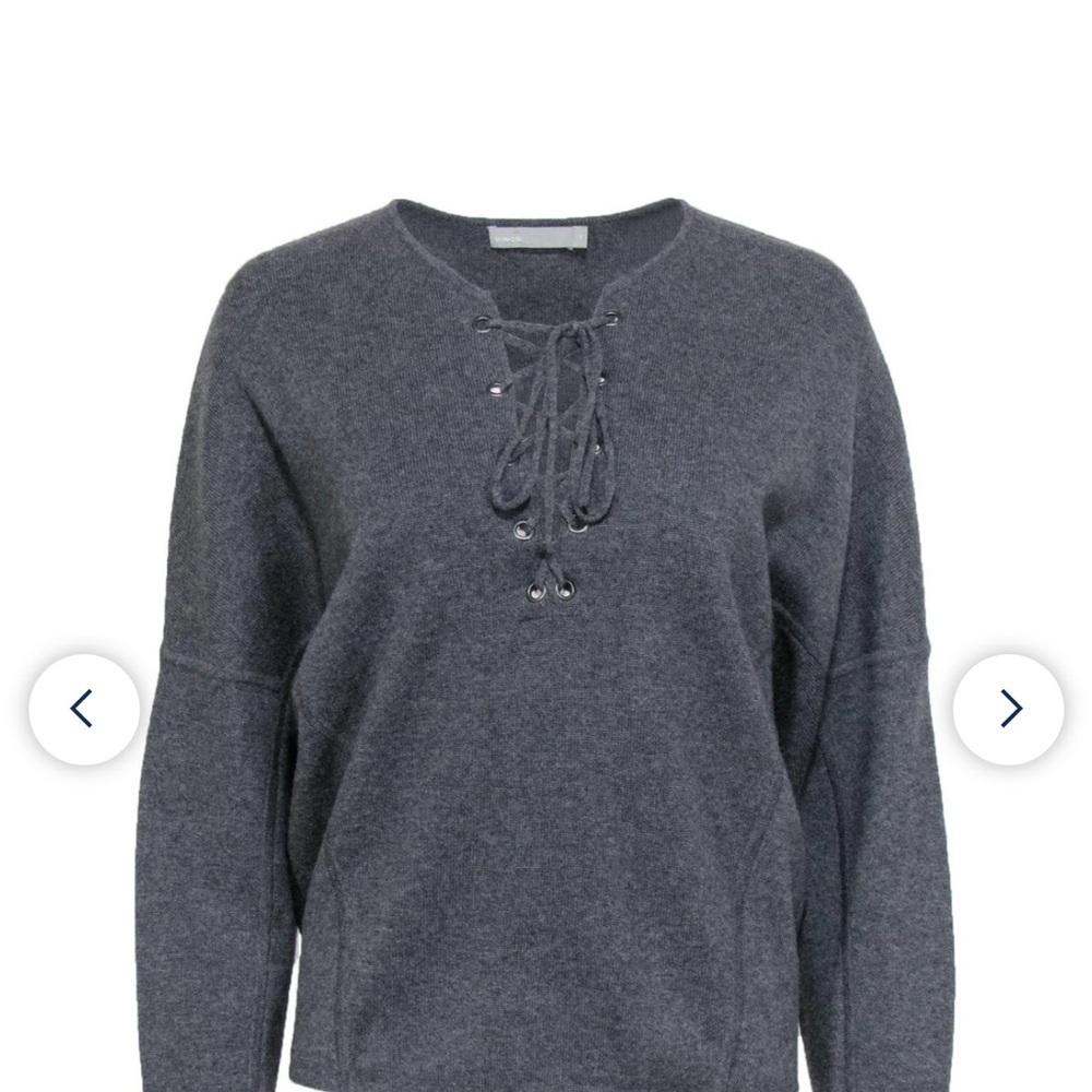 Vince Wool & Cashmere Lace-Up Sweater | Luxury Knit - Picture 2 of 8